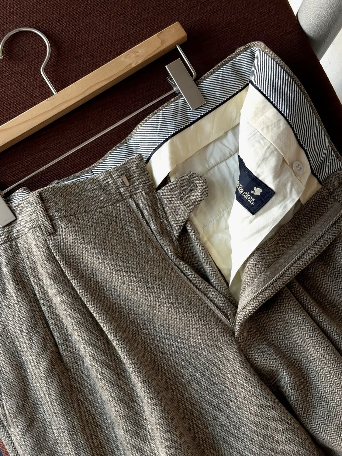 Tweed design 2 tuck wide slacks 상품이미지1