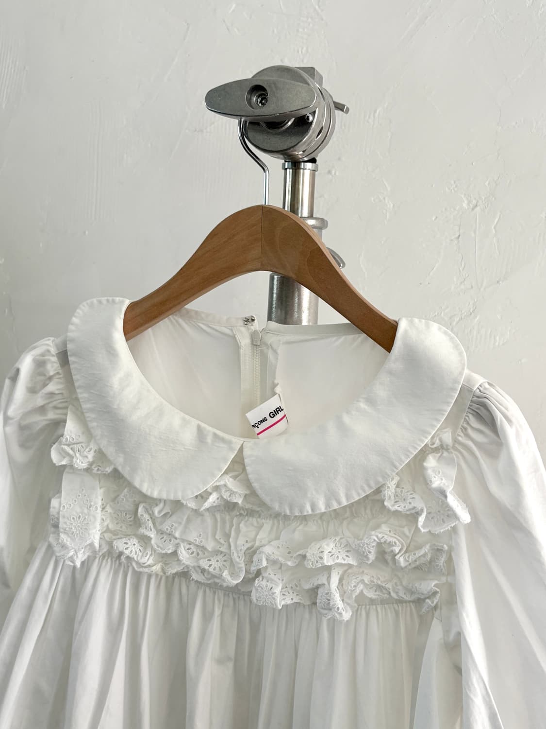 꼼데가르송 걸 화이트 레이스 자수 셔츠 상품이미지5