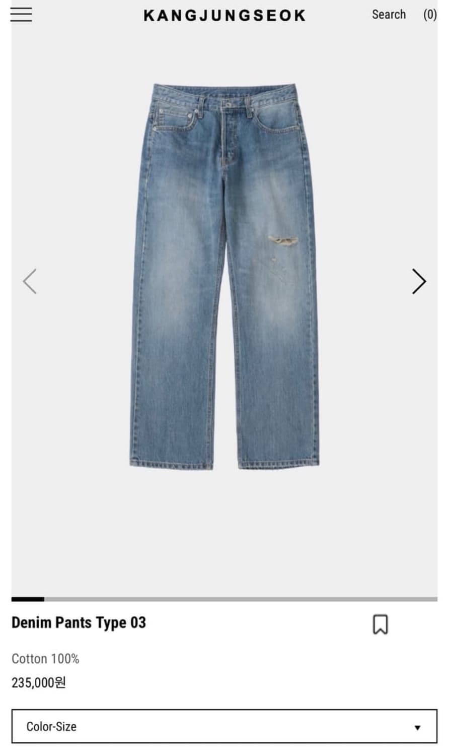 [구매] 강정석 Denim Pants Type 03 34사이즈 상품이미지1