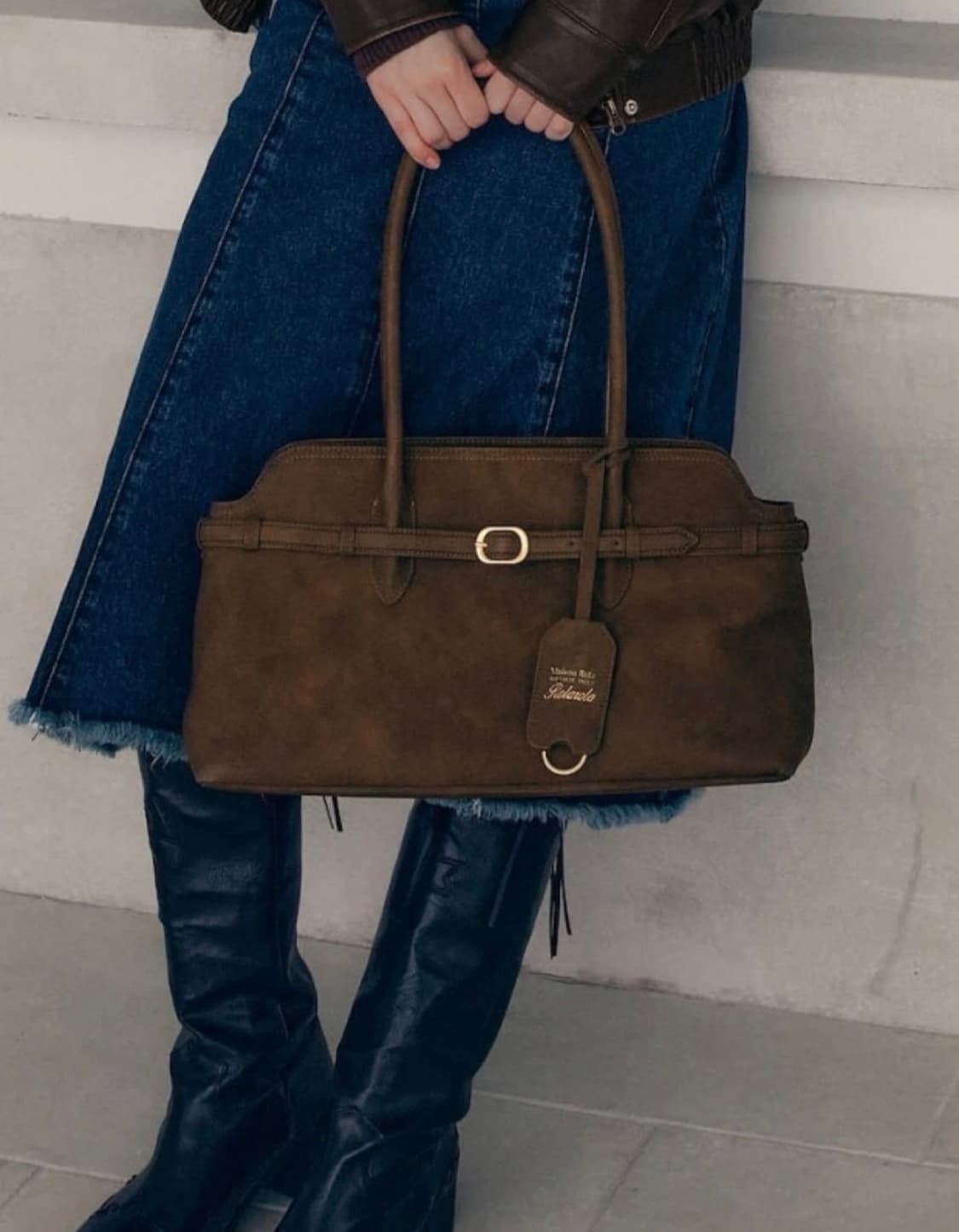 새상품) 로라로라 BUCKLE TOTE BAG BROWN 상품이미지1