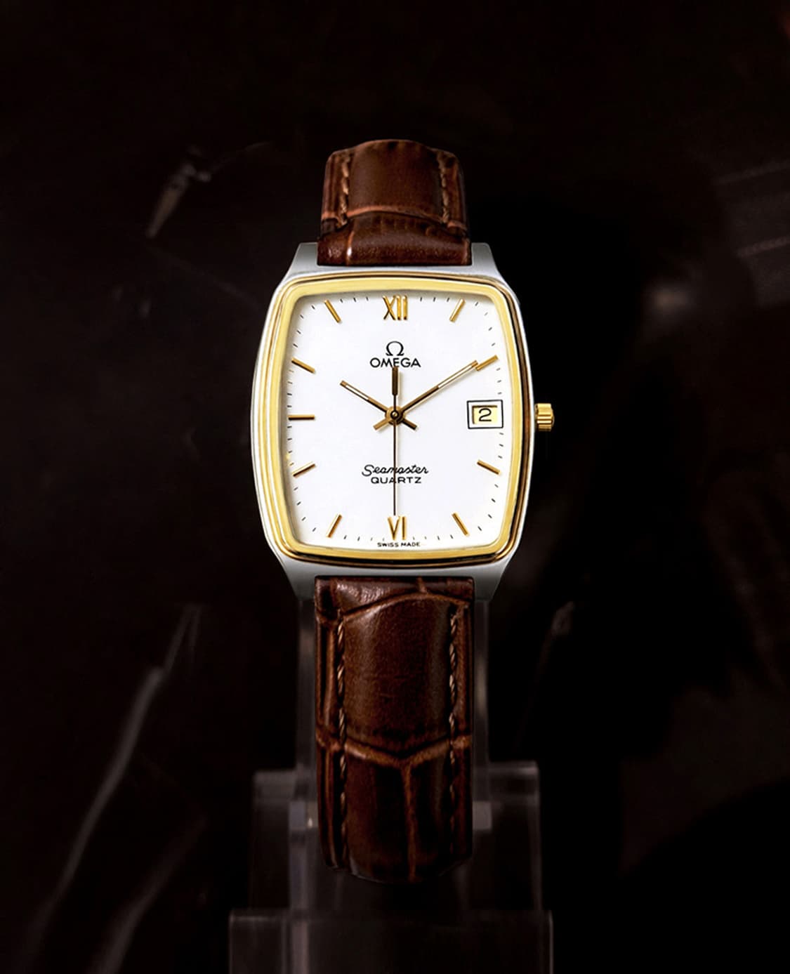 오메가 씨마스터 희귀 화이트 로만 다이얼 남녀공용 쿼츠 시계 상품이미지10