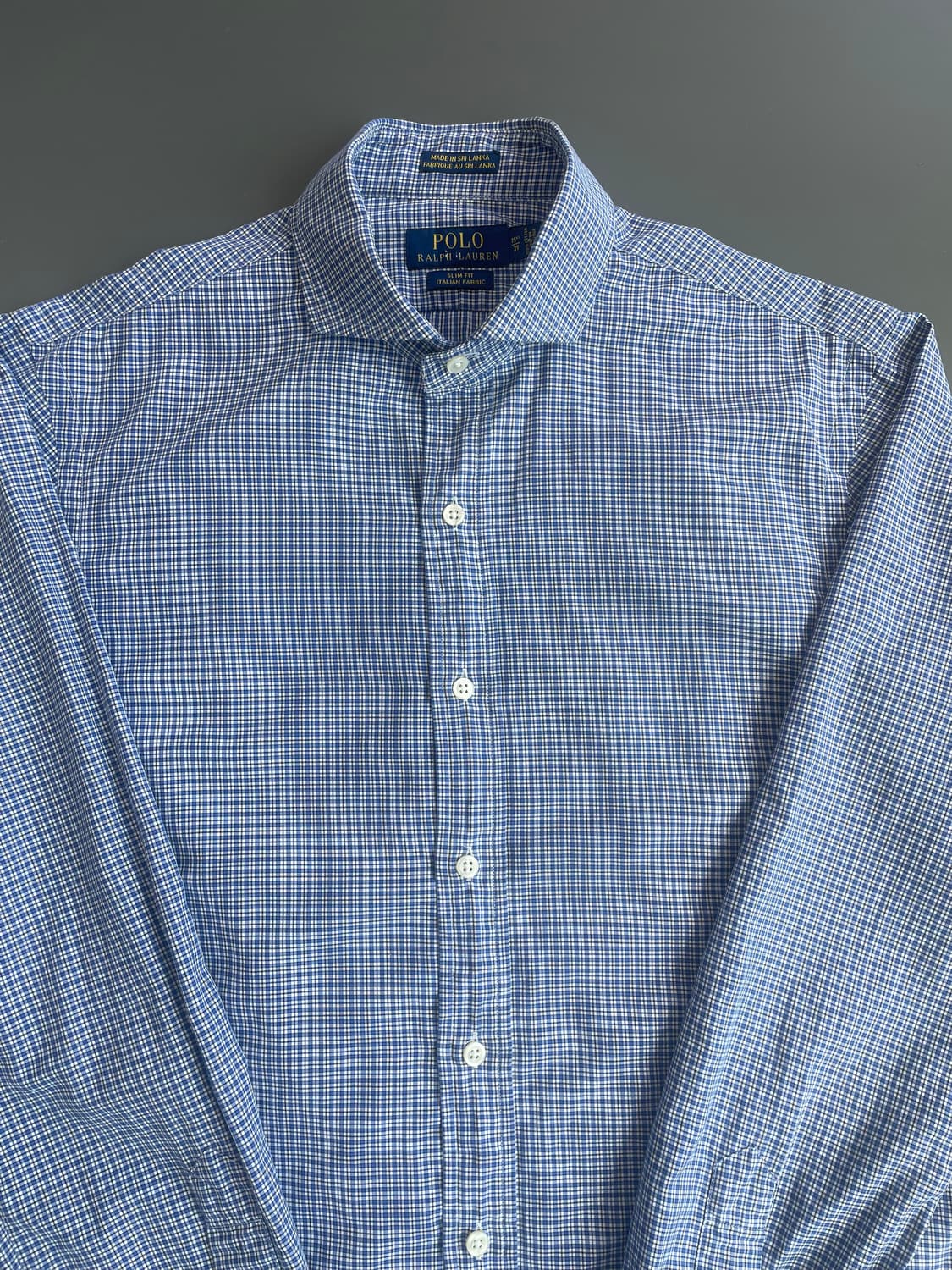 [M] 폴로 랄프로렌 블루 체크 셔츠 ITALY FABRIC 상품이미지3