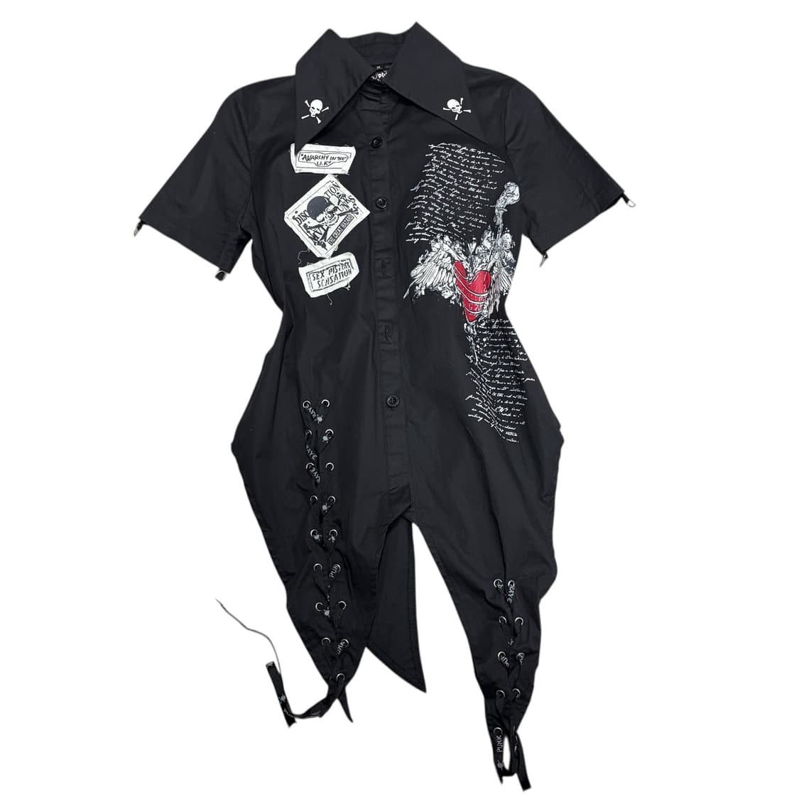 펑크 레이브 아일렛 스컬 펑크 반팔 셔츠 상품이미지2