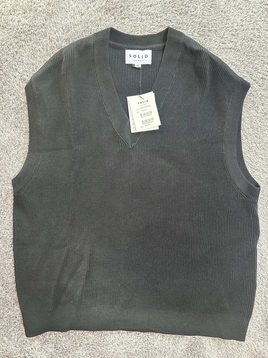 새상품) 솔리드옴므 니트 베스트 블랙 48 사이즈 솔옴 상품이미지2