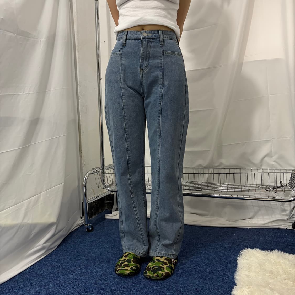 연청 버튼 데님 팬츠 상품이미지1