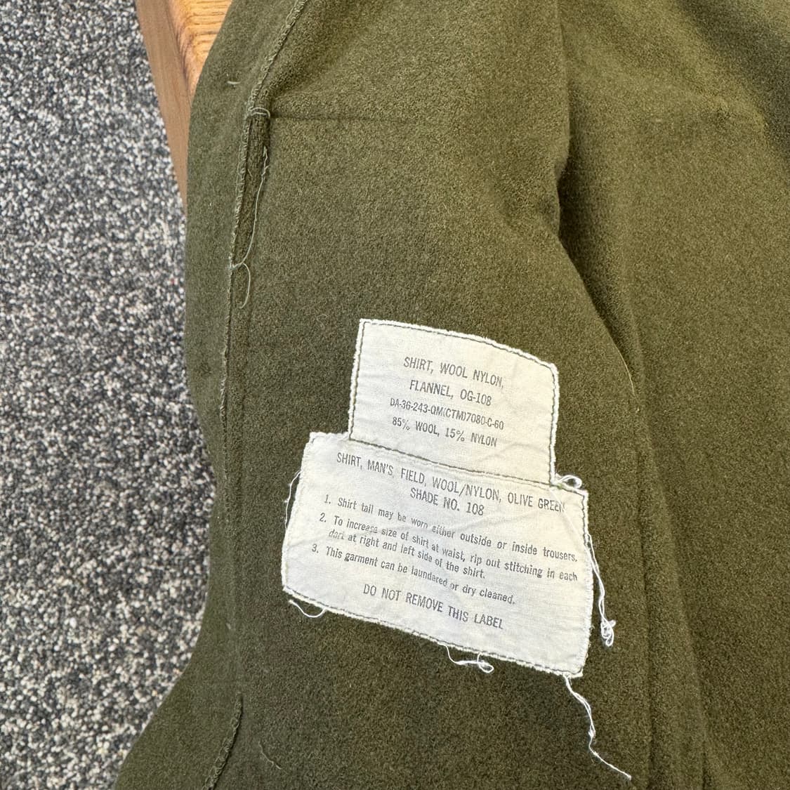 60s US Army 미군 OG-108 울 필드 셔츠 (M)   상품이미지7