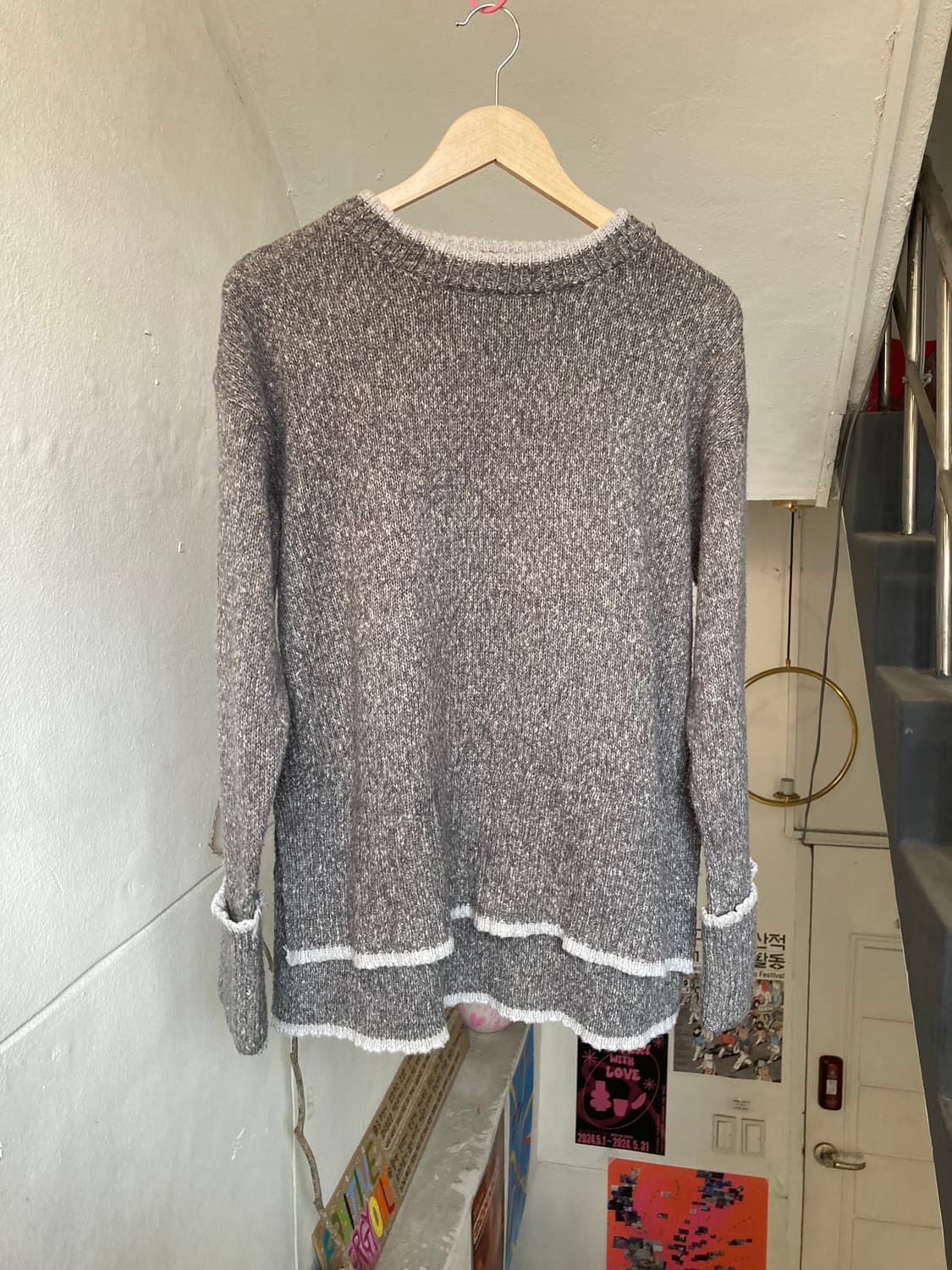 빈티지 그레이 레이어드 니트 상품이미지1