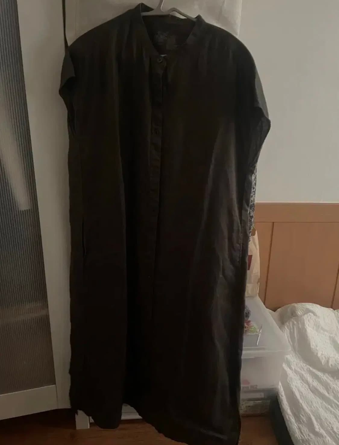 무인양품 리넨 슬리브리스 원피스 M-L 브라운 상품이미지1