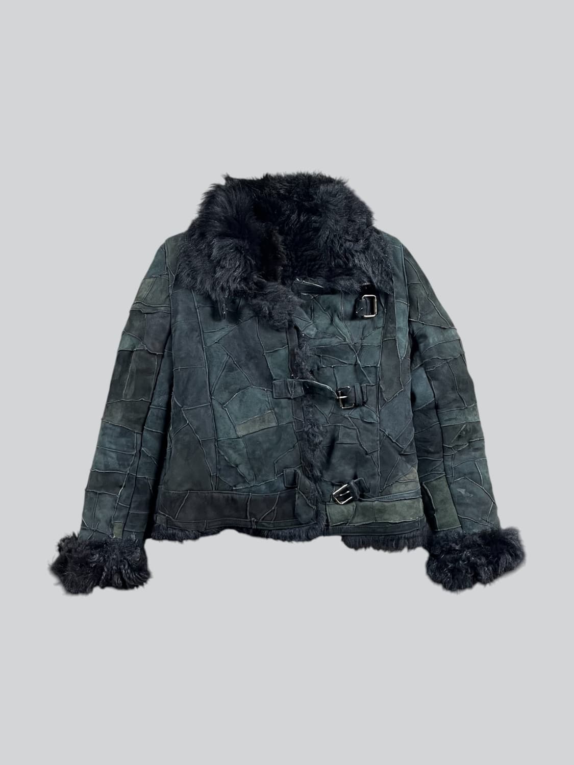 Vintage 양가죽 패치워크 퍼 자켓 상품이미지1