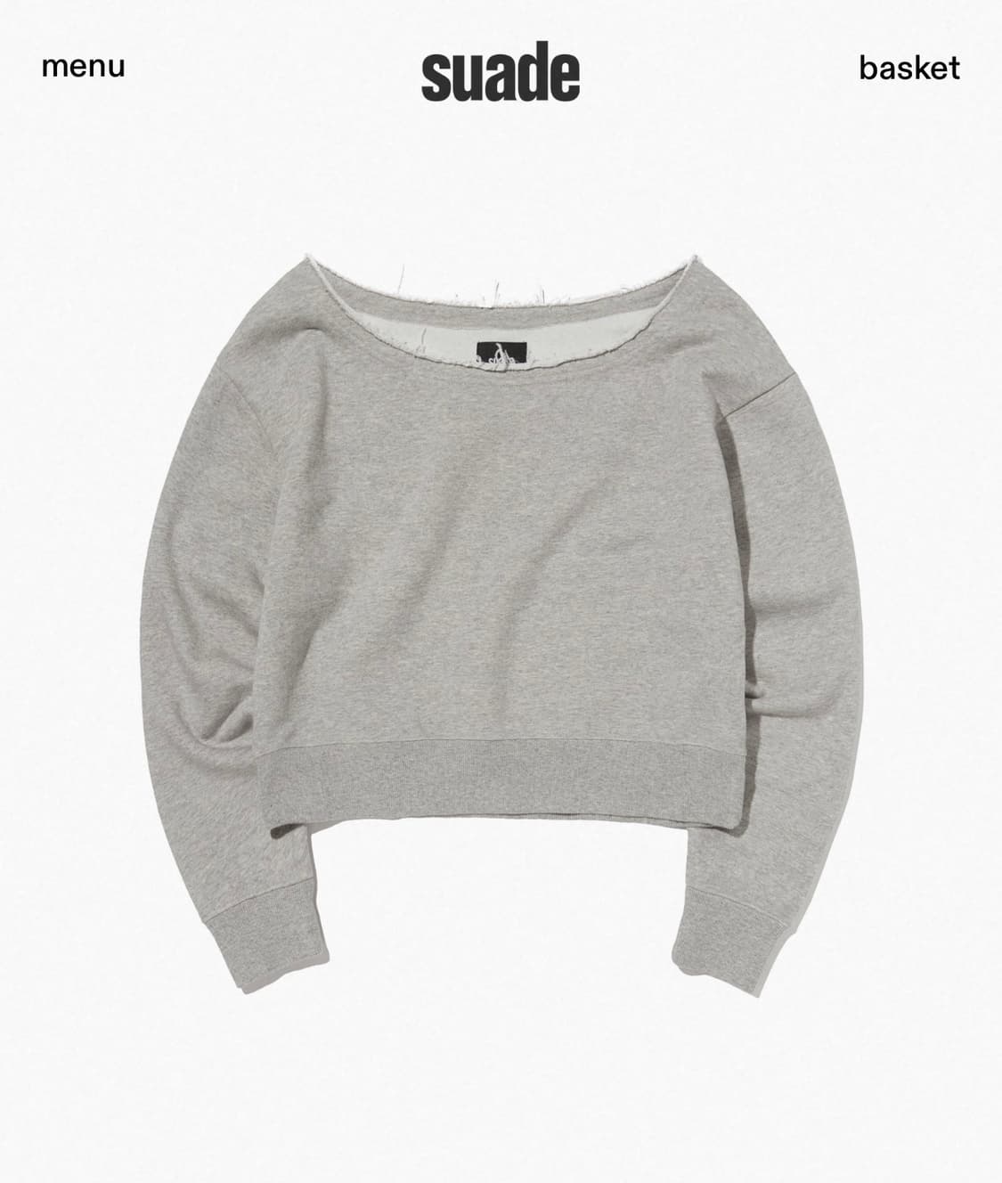 suade 스웨이드 원숄더 크롭 맨투맨 그레이 상품이미지1