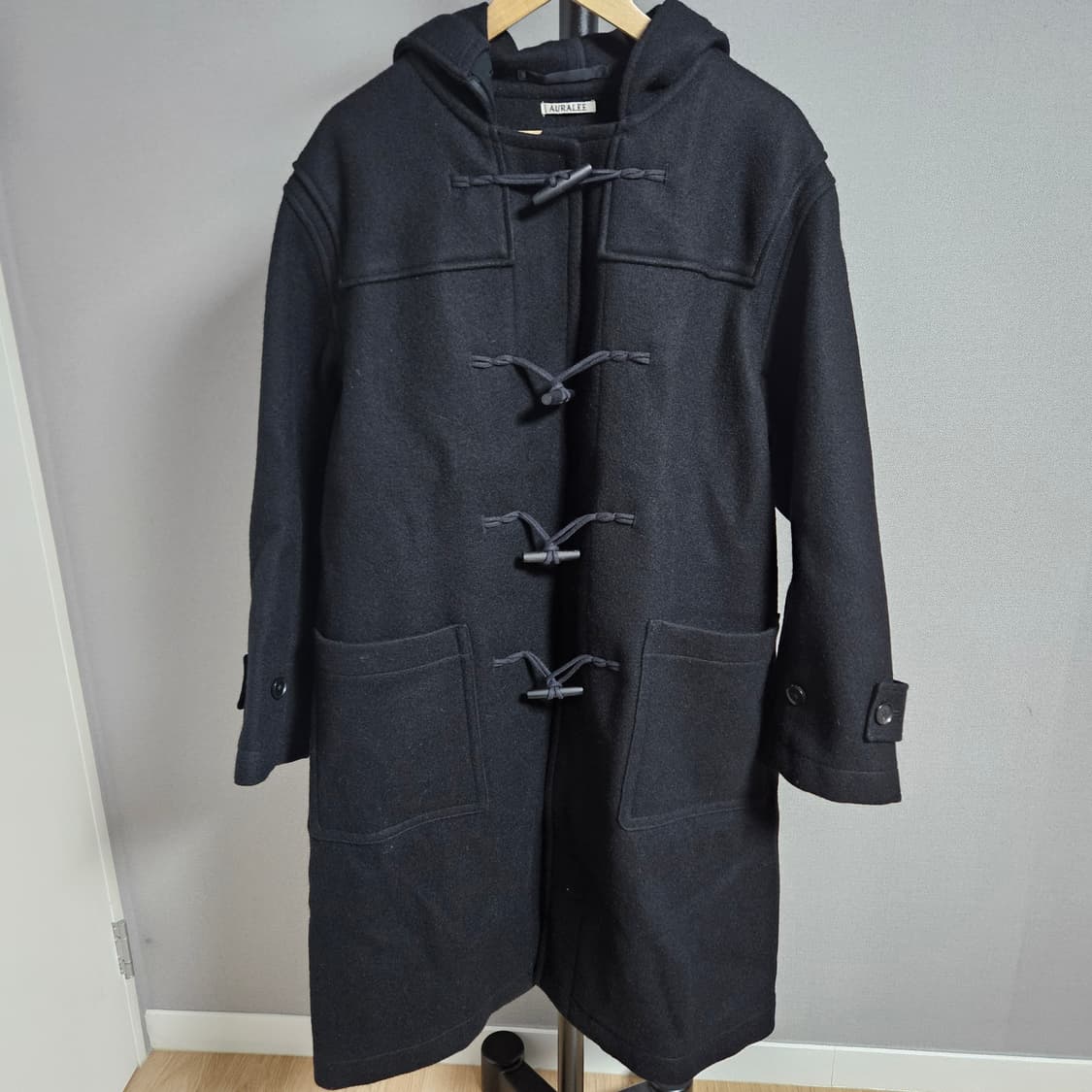 Auralee 블랙 울 더플 코트 상품이미지1