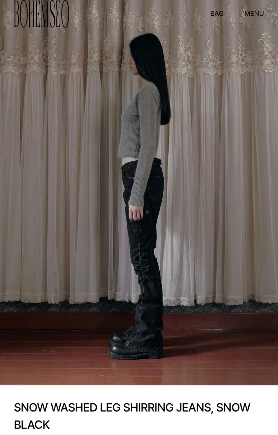 보헤미안서울 SNOW WASHED LEG SHIRRING JEANS 상품이미지2