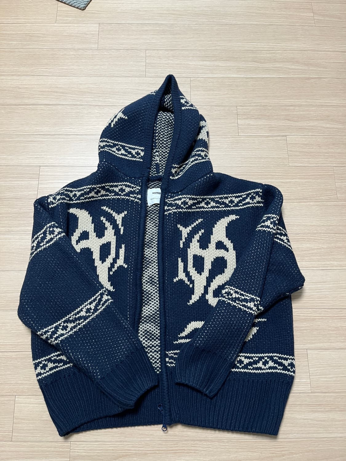  노매뉴얼 코위찬 니트 후드 집업 네이비 상품이미지2