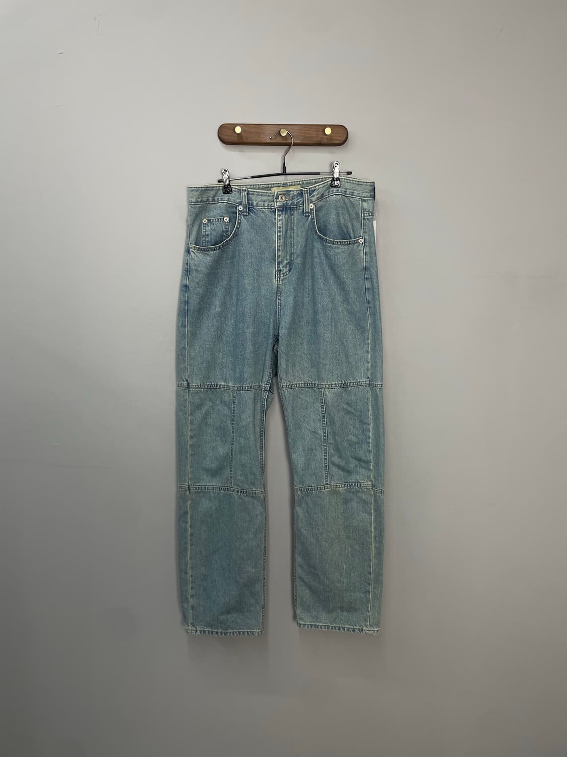 시도 무릎 스티치 디테일 워시드 그린 데님 팬츠 H1544 상품이미지2