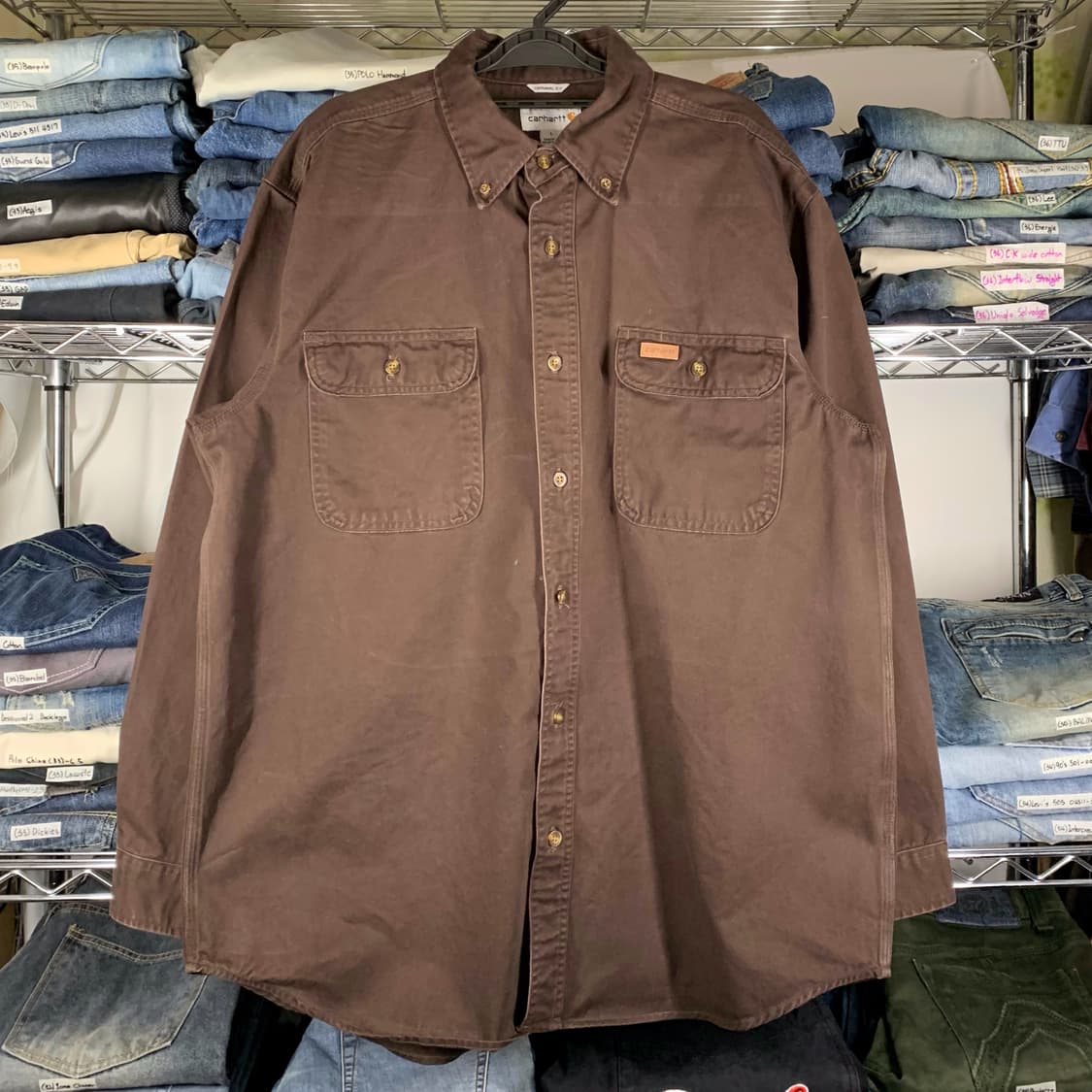 [L] 칼하트 헤비코튼 워크셔츠 다크브라운 상품이미지2