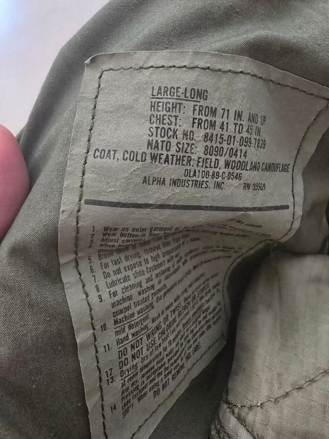 알파인더스트리 미군 m65야상 상품이미지3