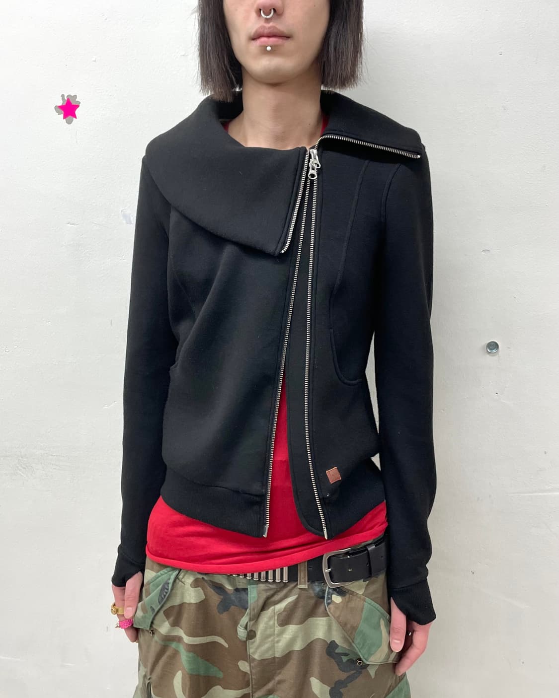 High-neck asymmetric  activity jacket 상품이미지3
