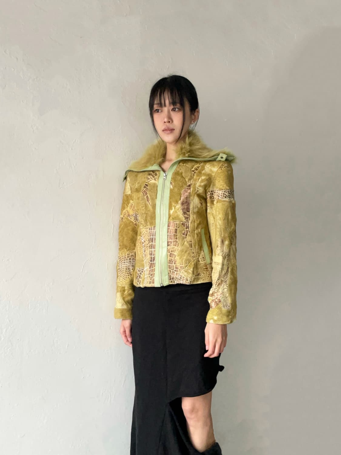 Fox patchwork shearling jacket 상품이미지5