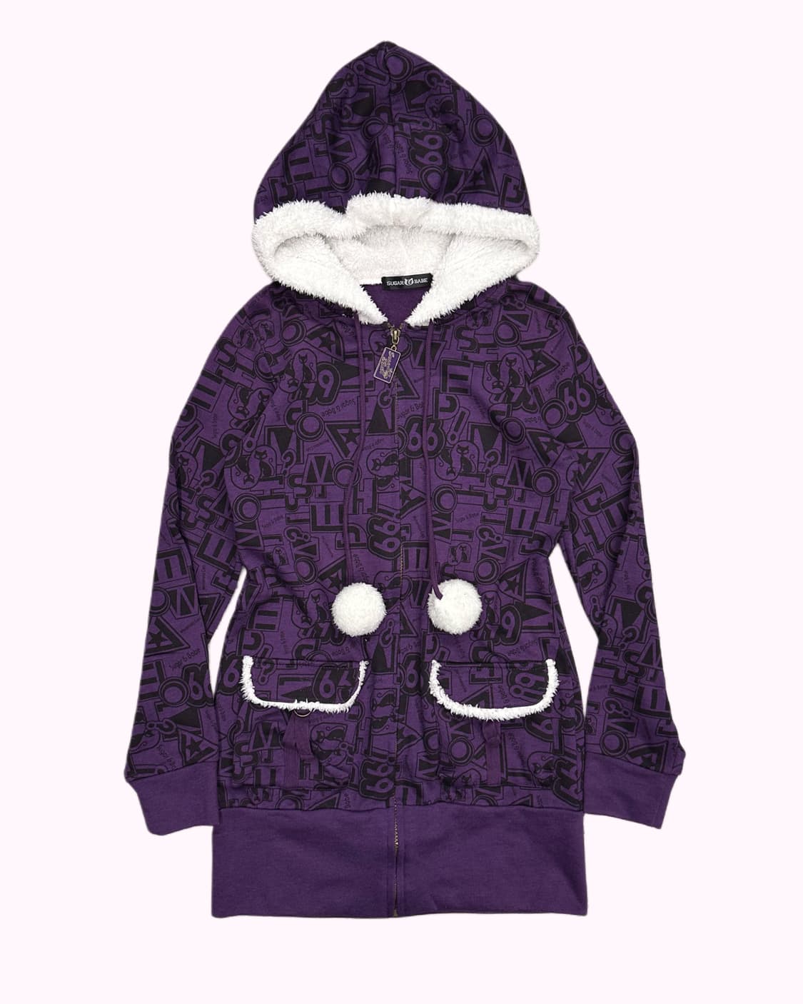 SUGAR BABE violet pompom hood zip-up 상품이미지1