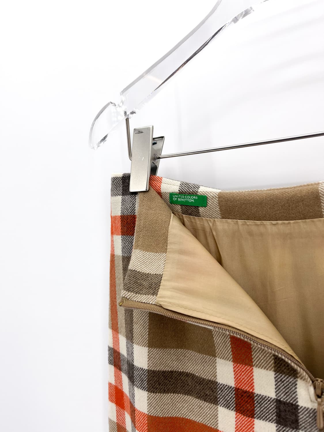 베네통 체크 미디 울 스커트 상품이미지6