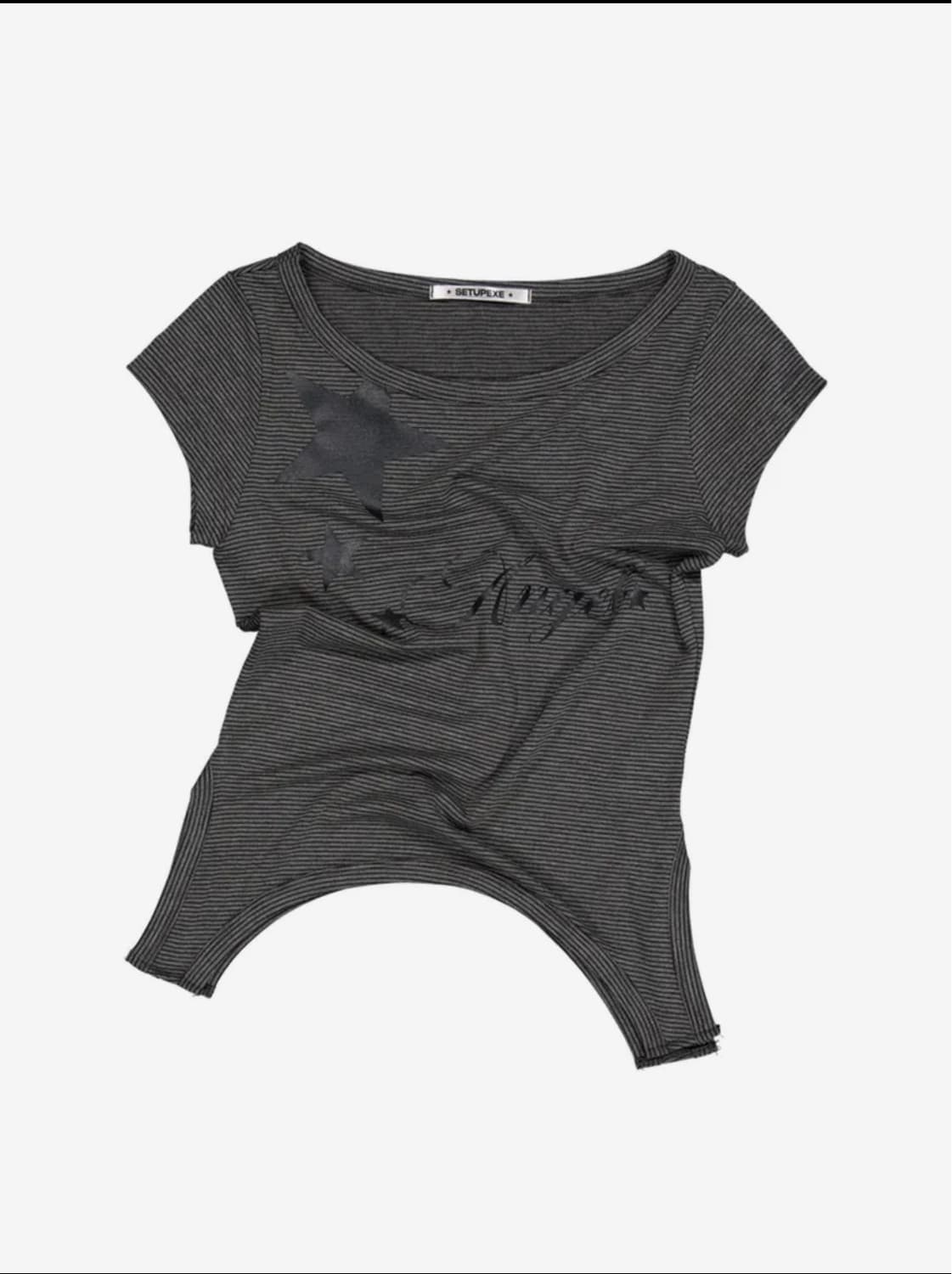 셋업이엑스이 STRIPE ANGEL TOP / CHARCOAL 상품이미지2