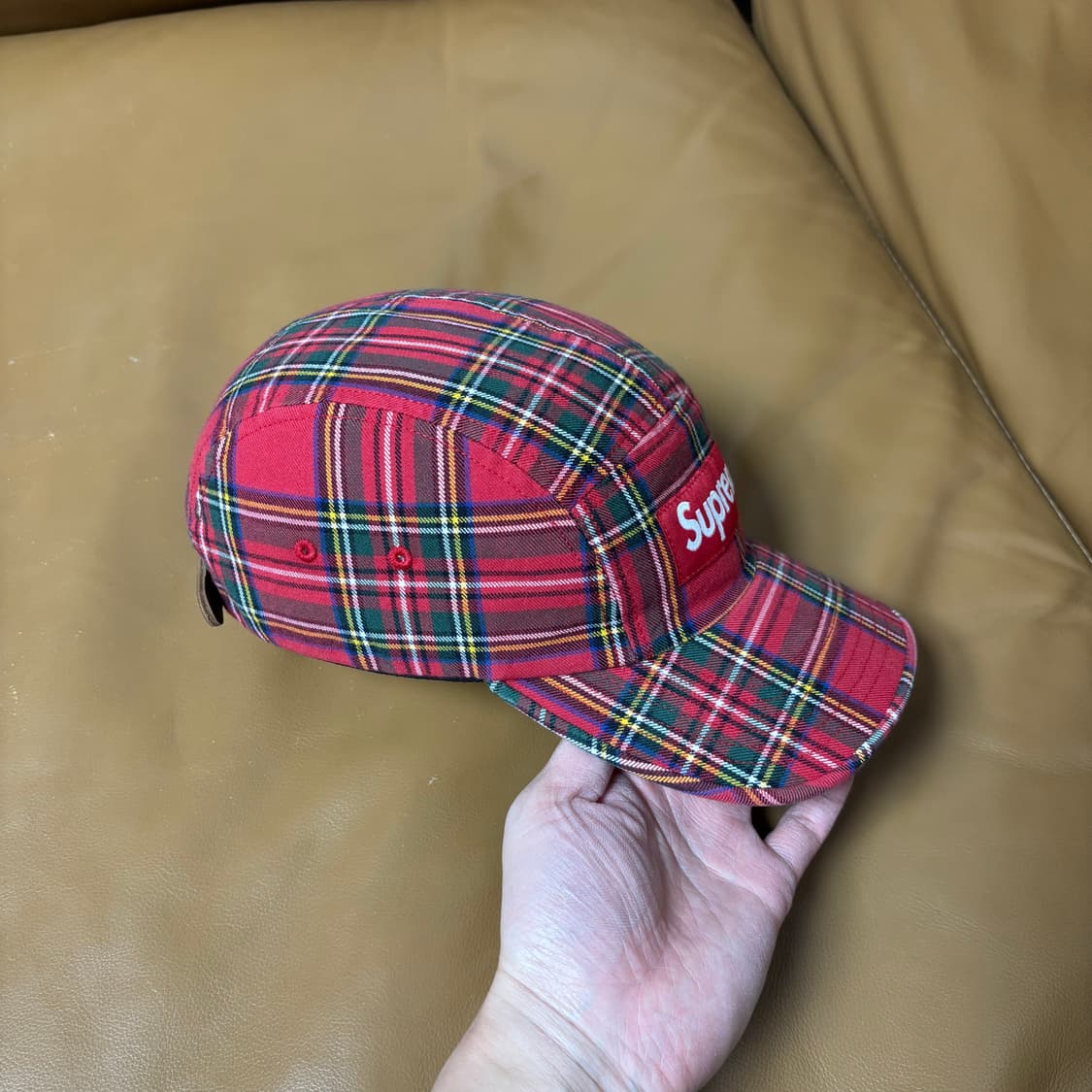 슈프림 캠프캡 모자 박스로고 20fw 타탄 체크 레드 상품이미지4