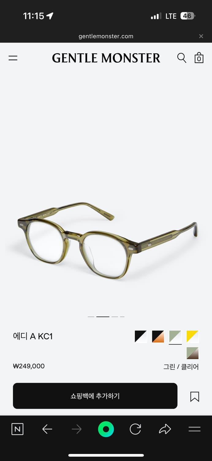 젠틀몬스터 에디A KC1 카키 안경 상품이미지2