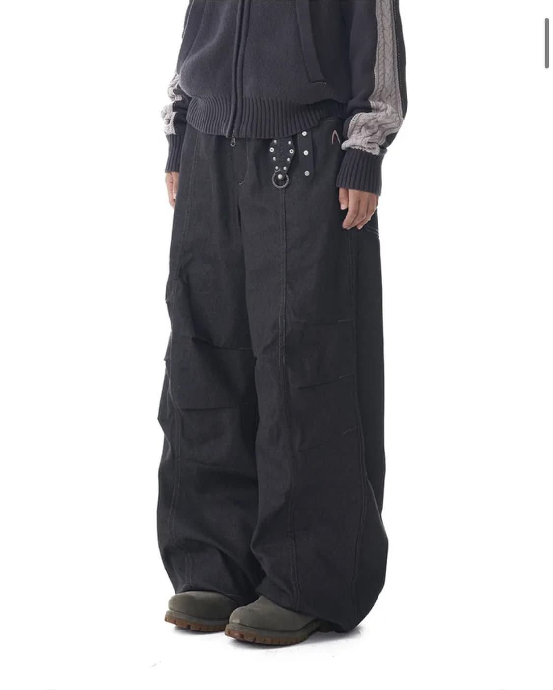 아캄 98 핀턱 데님 팬츠 블랙 1 상품이미지2