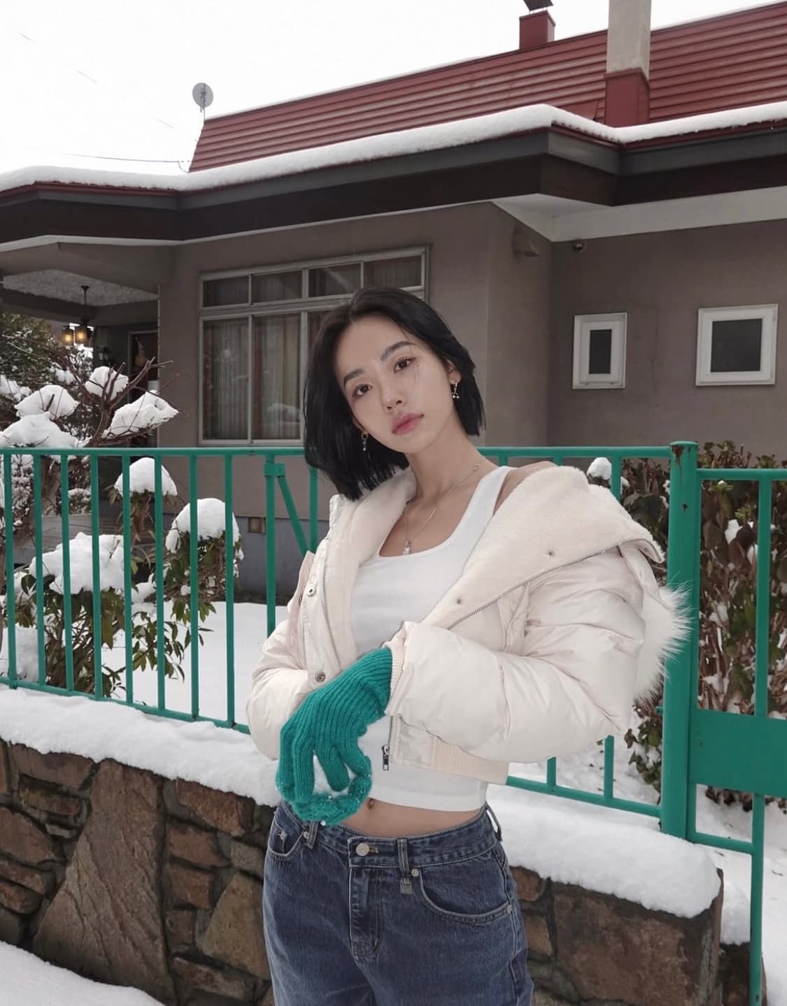 (새상품) 페일제이드 소프트 퍼 후드 푸퍼 자켓 아이보리 패딩  상품이미지7