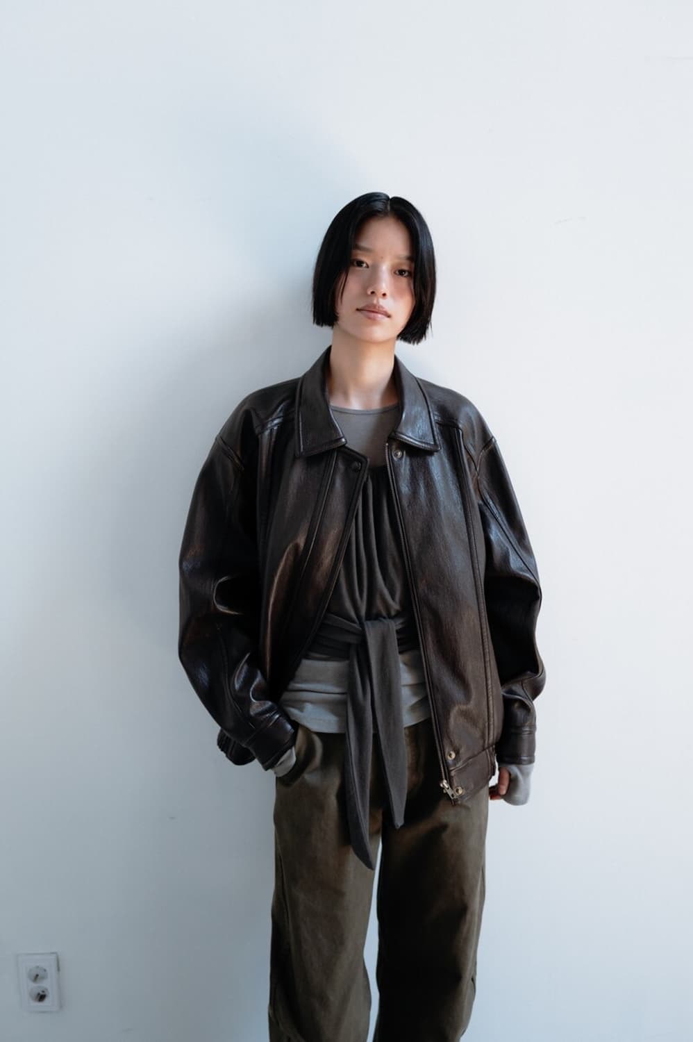 모노하 faux leather jumper black 레더자켓 상품이미지1