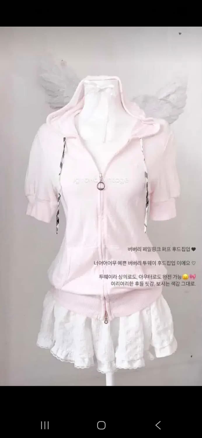버버리 38사이즈 노바체크 기마자수 반팔 후드집업 퍼프소매 상품이미지6