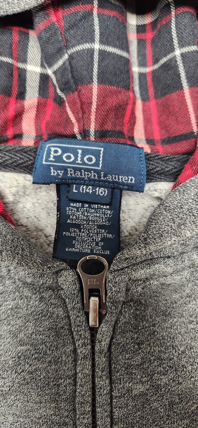 폴로 그레이 레드체크 후드집업 L 상품이미지2