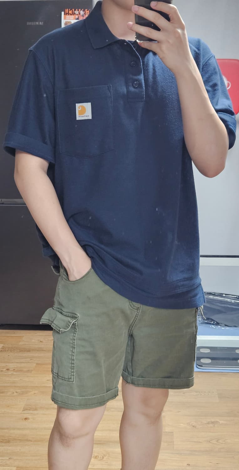 칼하트 오리지널 핏 포켓 카라티 m 네이비 상품이미지8