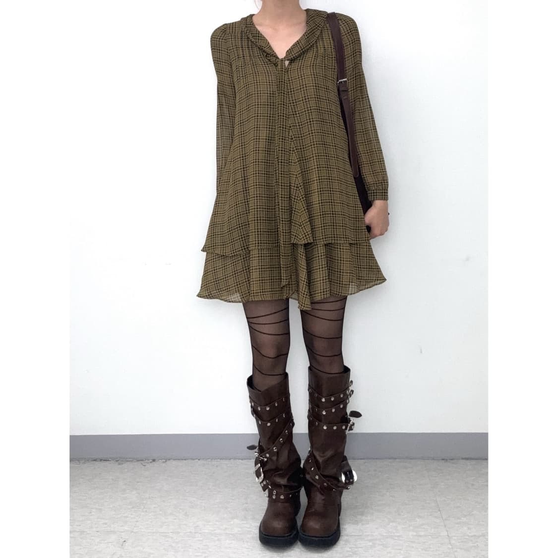 빈티지 체크 원피스 상품이미지1