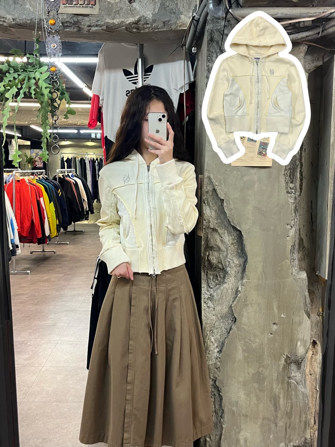 키르시 투웨이 크롭 후드집업 크림 #csz1937 상품이미지1