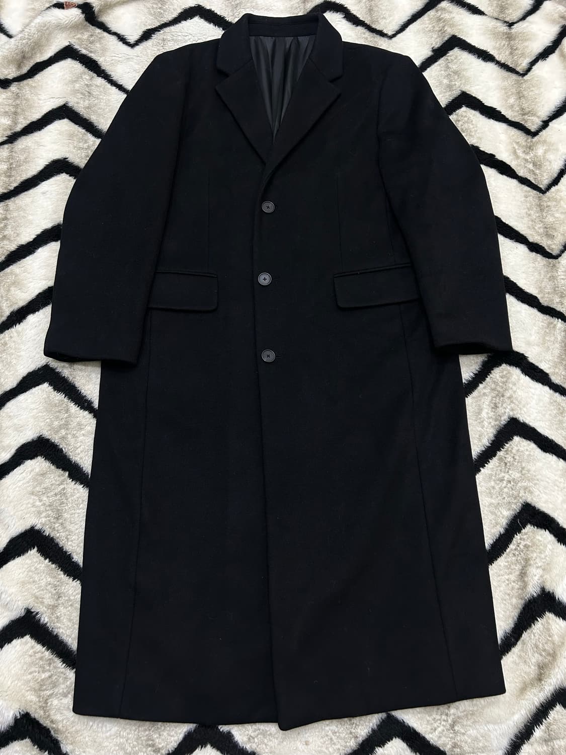 [XL]무신사스탠다드 캐시미어 블렌드 대디 숄더 롱코트/블랙 상품이미지1