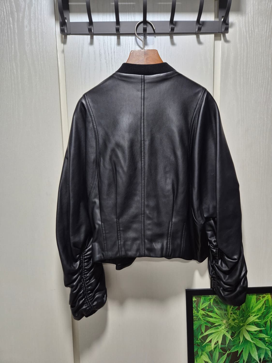 빈티지 블랙 레더 셔링 자켓.새상품 상품이미지10