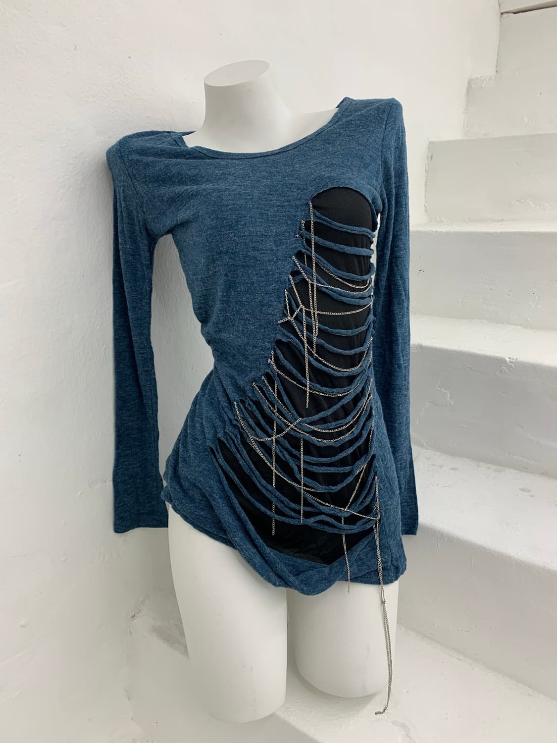 Park Girl distressed chain layered long  상품이미지4