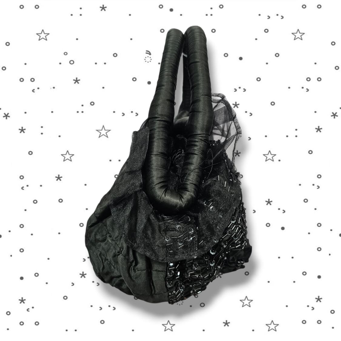 VTG 블랙 로즈 비즈 스팽글 핸드백 상품이미지4