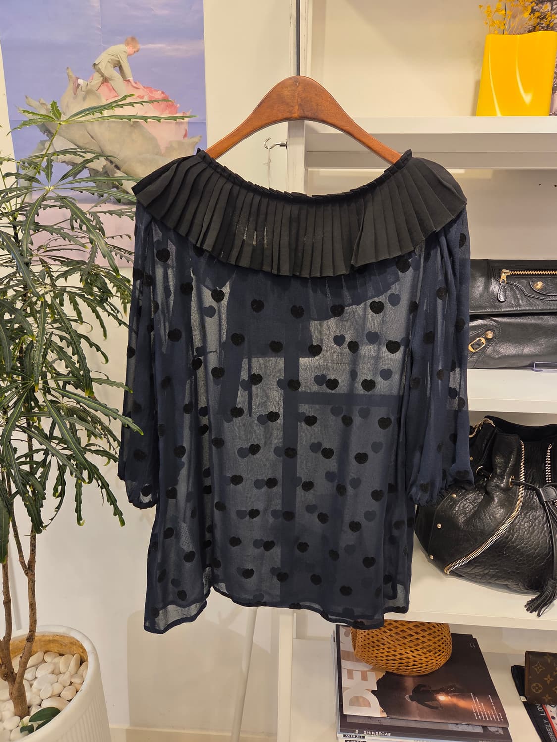 레니본 하트 땡땡이 실크 100 블라우스 상품이미지6