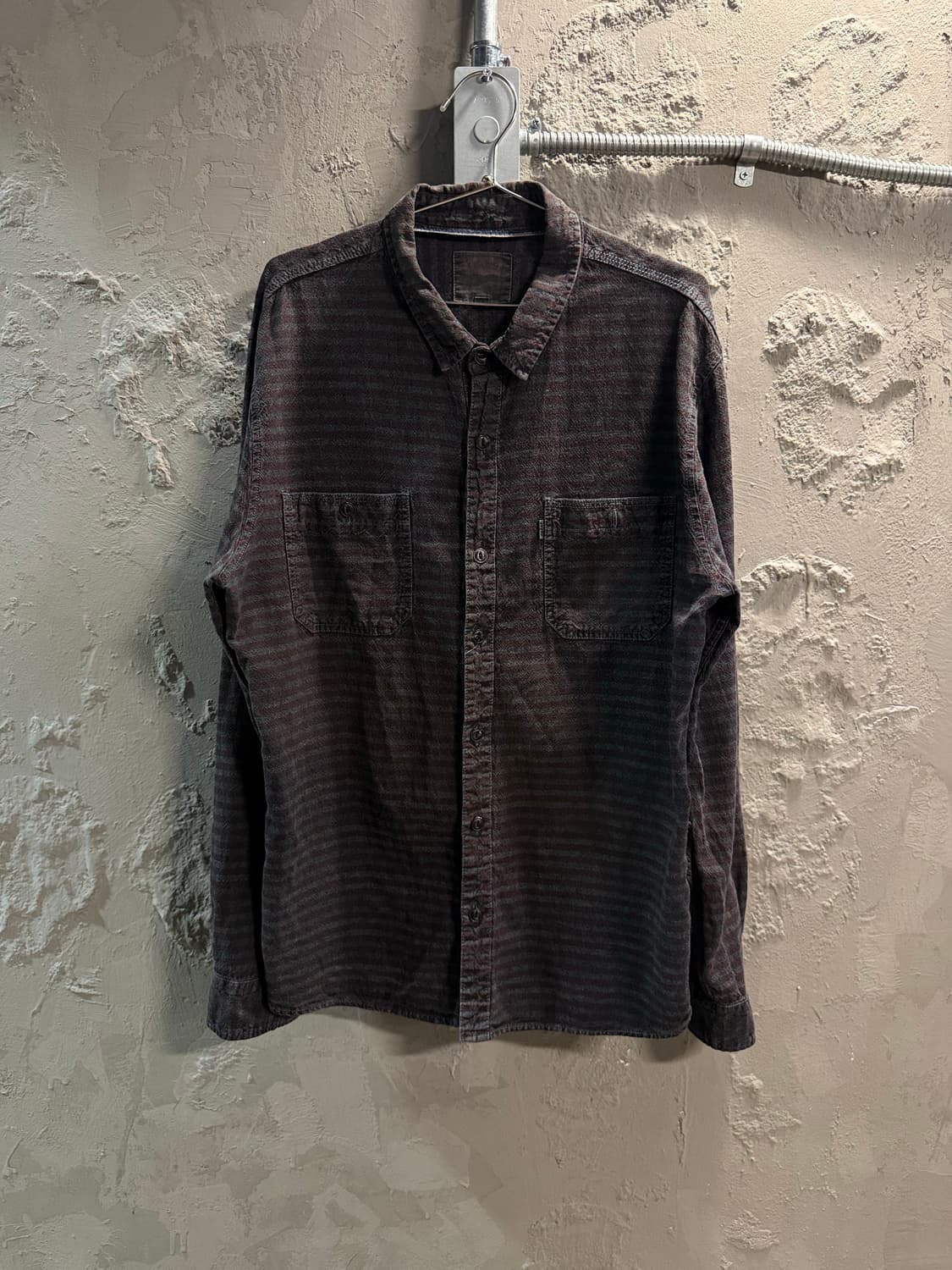 L 리바이스 LEVIS 투포켓 스트라이프 셔츠 브라운 상품이미지1