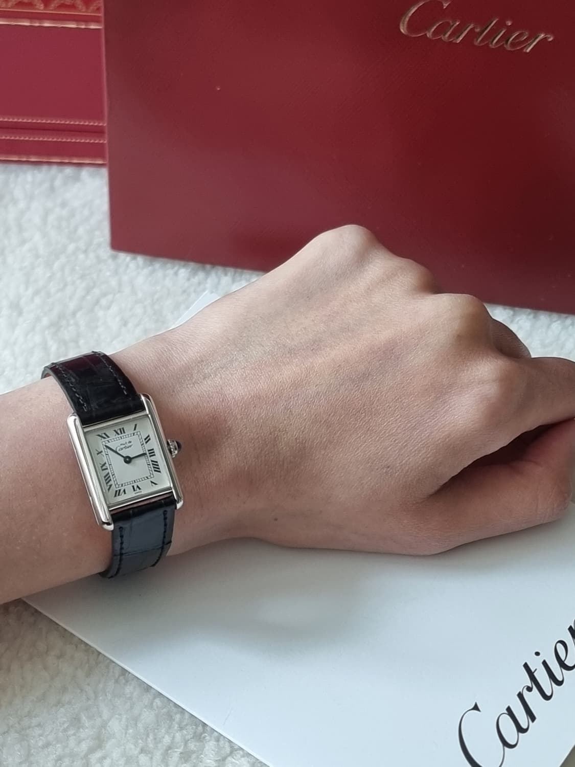까르띠에 빈티지 탱크머스트 S 블루로만 화이트다이얼 디버클 여성시계 02 상품이미지7