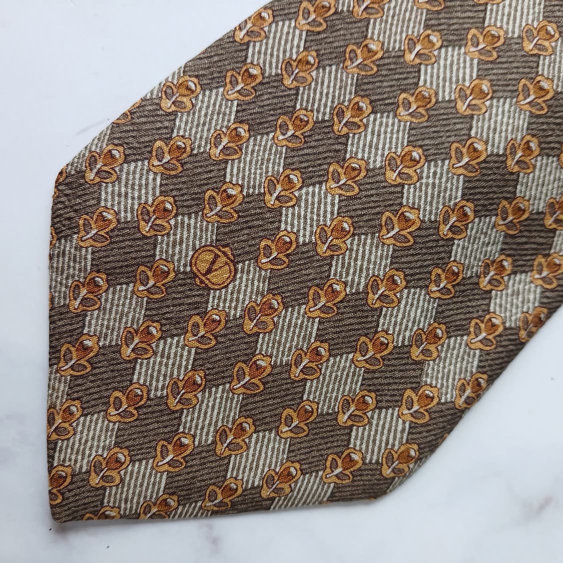 발렌티노 브라운 체크 플라워 패턴 넥타이 9.7cm A+등급 E951
 상품이미지6