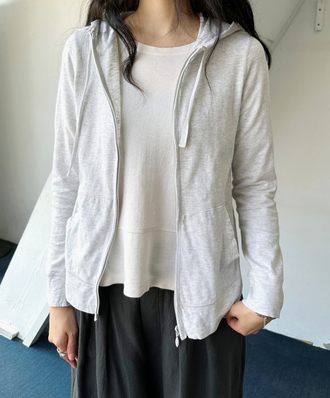 Light cotton sweat hooded zip TOP 상품이미지7