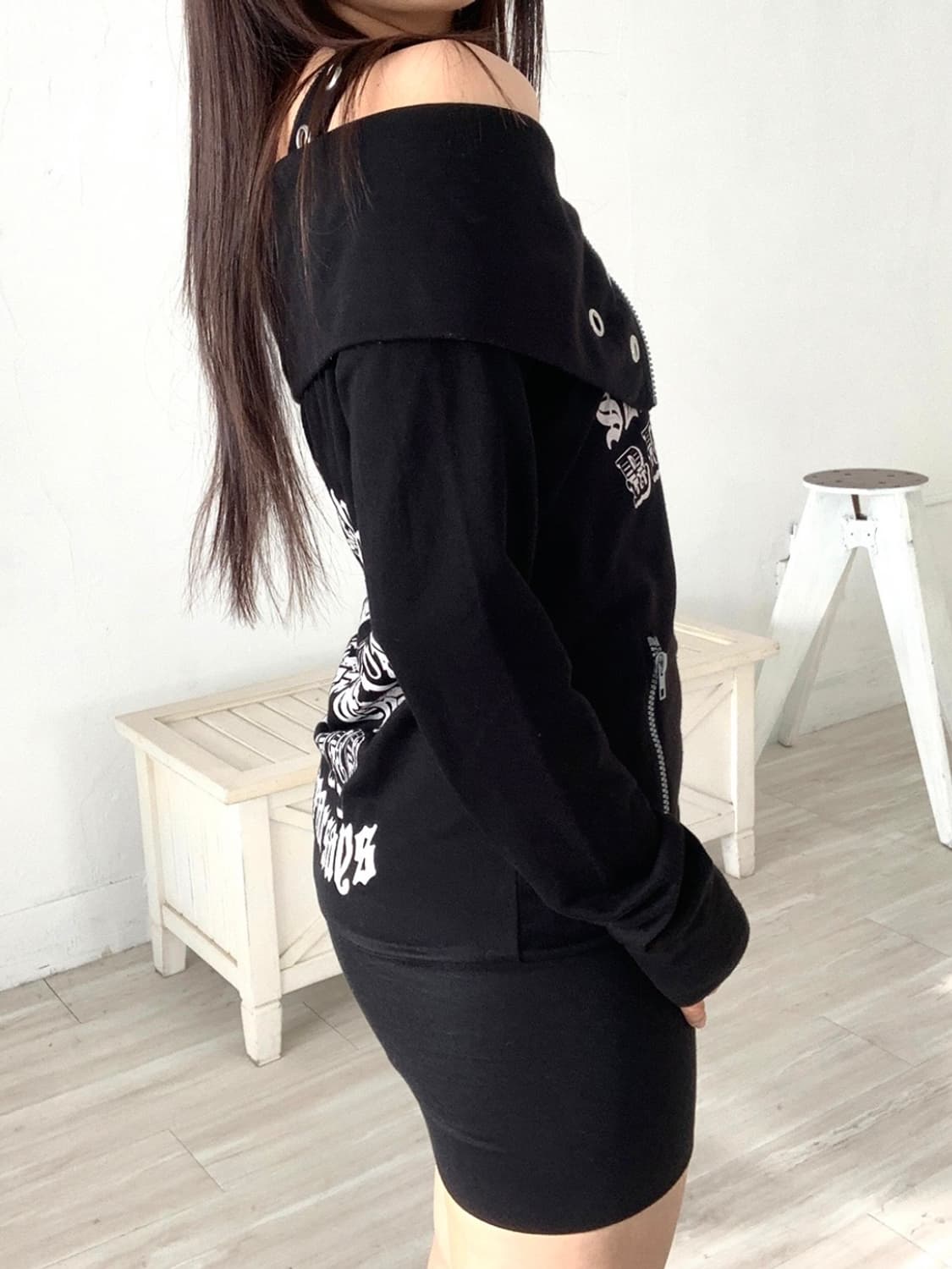 Punk off-shoulder mini dress 상품이미지3