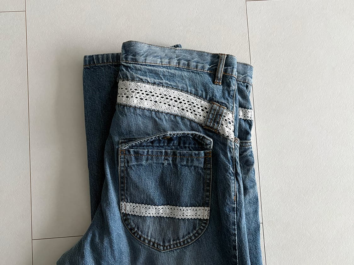lace baggy denim pants 상품이미지8