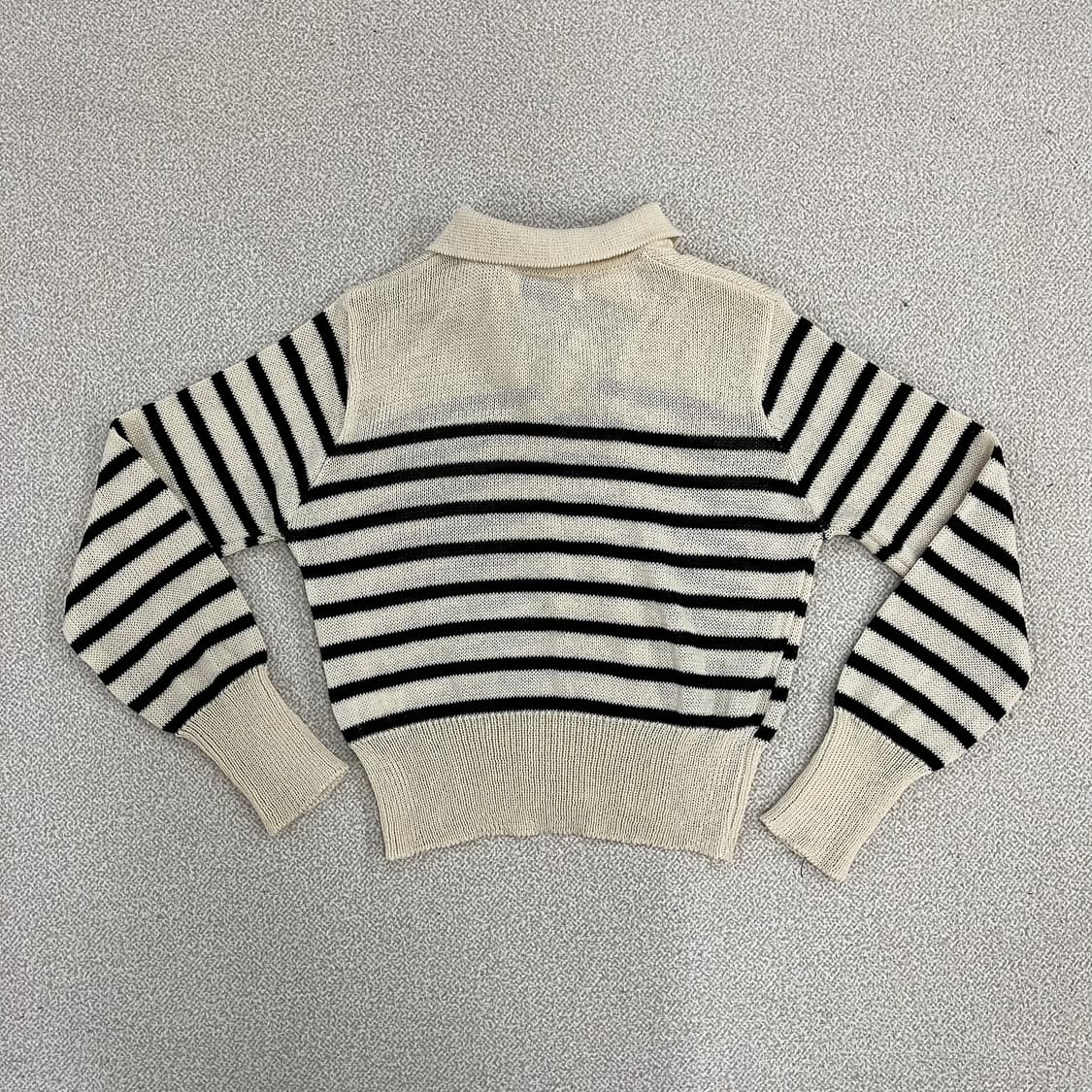 [실측확인] 닉앤니콜 여성 슬림 스트라이프 오픈 카라 니트 스웨트 010 상품이미지4