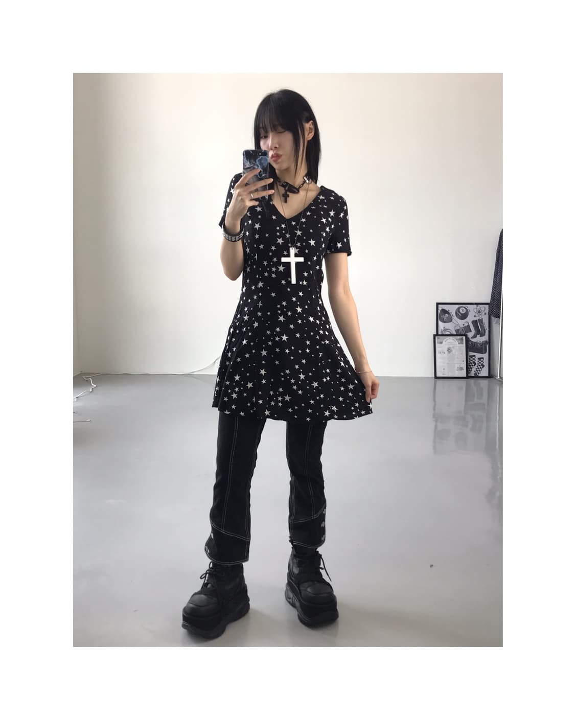 Jpn Rayon Stars Midi Onepiece 상품이미지1