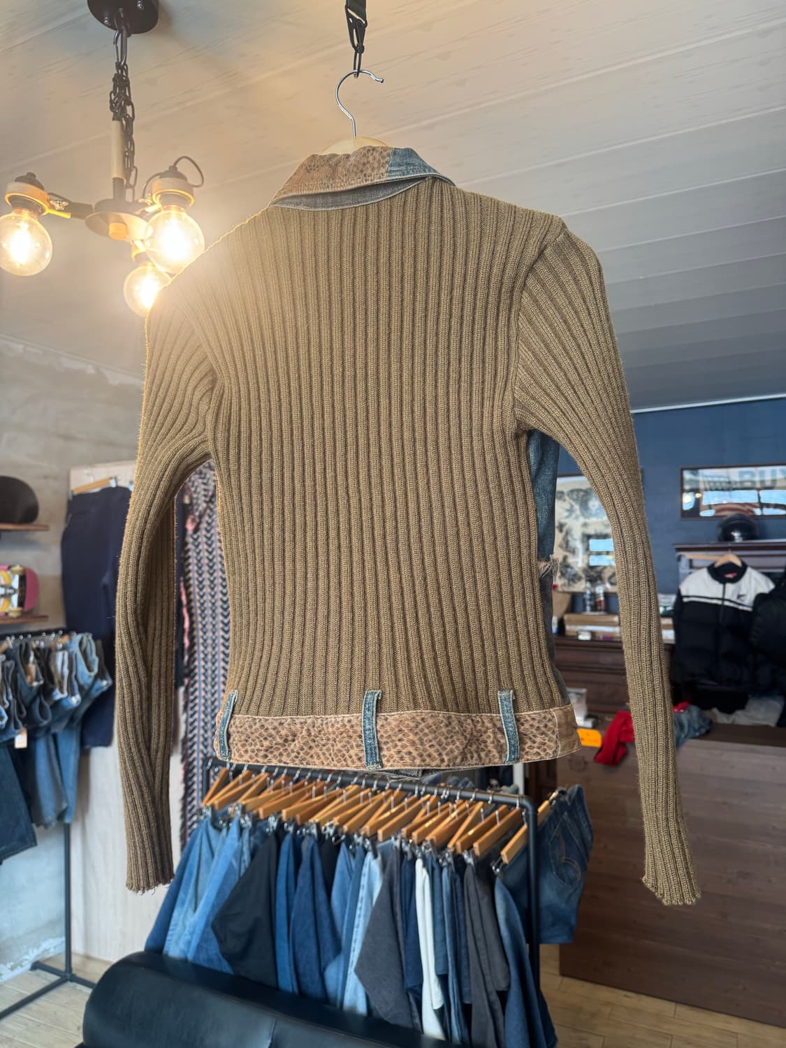 JAPAN 빈티지 패치워크 니트 데님 자켓 상품이미지2