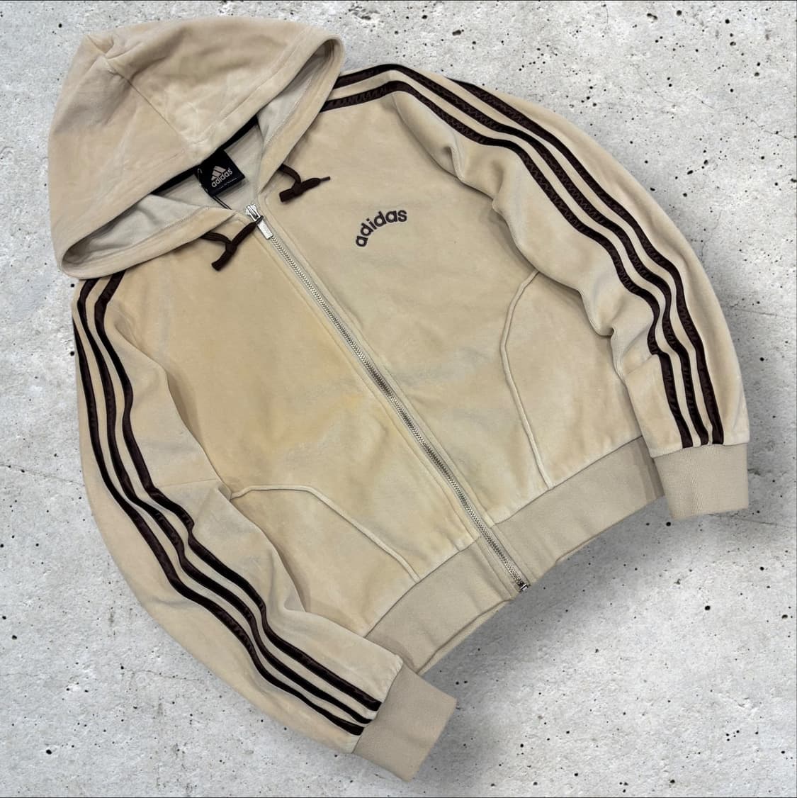 [95] 00s 아디다스 벨벳 후드 집업 코코아 베이지 B885 상품이미지1